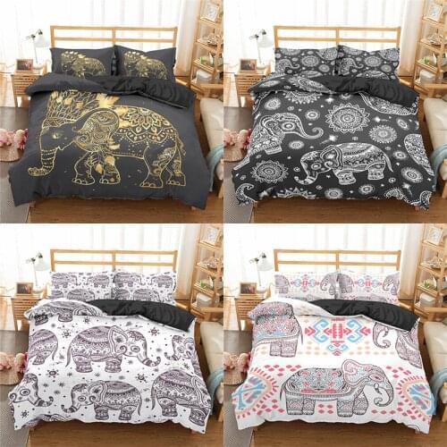 Luxury 3D Elephant Print 2/3Pcs Bedding Sets Comfortable Animal Duvet Cover Pillowcase Home Textile Queen and King EU/US/AU Size