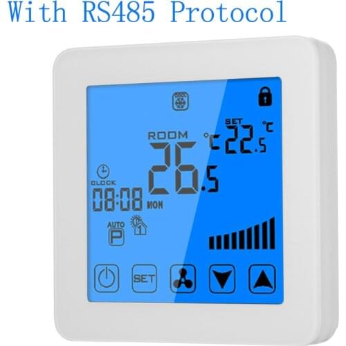 2P fan coil MODBUS RS485 thermostat cooling heating 3 speed for contuol NC NO valve