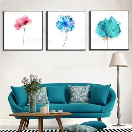 3 Panel Abstract Printed Green Flower Wall Painting On Canvas Photo Cuadros Kitchen Paintings Unframed Nordic Decoration