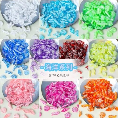 Ins Ocean Series Acrylic Loose Beads 10 Colors Optional DIY Handmade Beaded Material Necklace Accessories