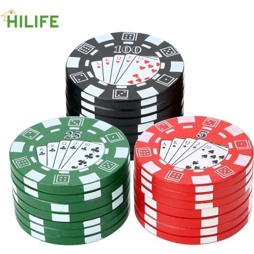 Cigarette Accessories Gadget Poker Chip Style Tobacco Grinder 3-layer Spice Weed Cutter Herb Cutter Smoking Pipe Accessories