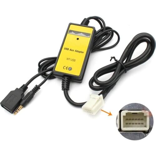 Car CD Changer MP3 3.5mm AUX USB Adapter For Toyota 12P Matrix Avensis RAV4 Tacoma Tundra Venza Vitz Yaris 005