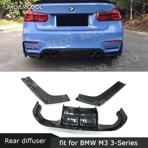 Carbon Fiber Car Rear Bumper Lip Spoiler Diffuser for BMW F80 M3 F82 M4 2014-2019 V Style 3PCS