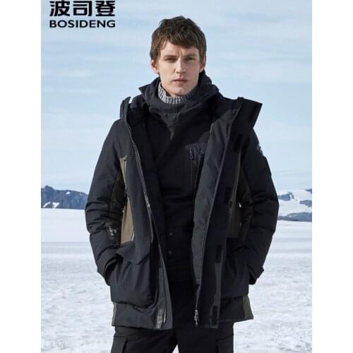 BOSIDENG Down jacket mens winter warm coat Gore-Tex waterproof goose down warm contrast coat B90142823