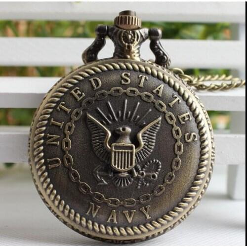 United States Navy Pocket Watch Chain Men Quartz Watch US NAVY Gift POL036