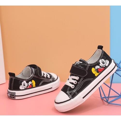 Disney cartoon Mickey childrens canvas shoes spring girls casual shoes boys sneakers low-top leisure sports single shoes