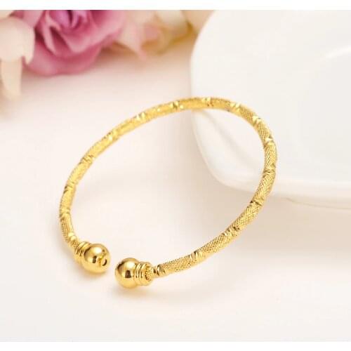 Dubai Gold baby SMALL Bangle Child Bracelet for Kids african Children Bairn Jewelry Baby mideast Arab cute wedding party Gift