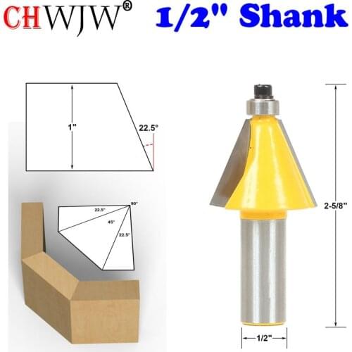 1pc 22.5Degree Chamfer & Bevel Edging Router Bit - 1/2" Shank - Chwjw 13904 woodworking cutter woodworking bits