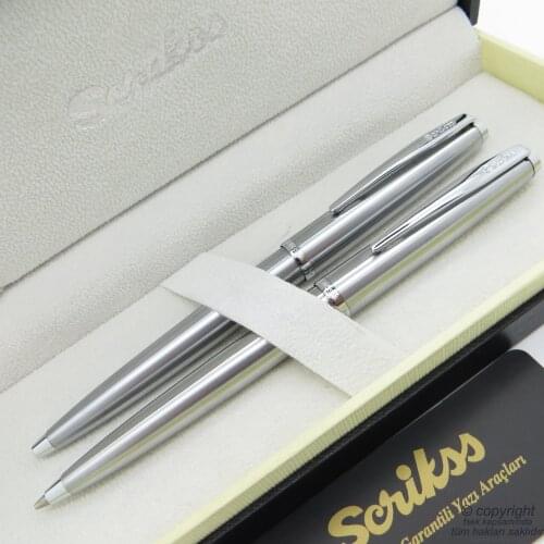 Scrikss 78M Chrome Ballpoint Pen + Versatil Pen Set | Scrikss Pen | İsme Special Pen | Gift Pen