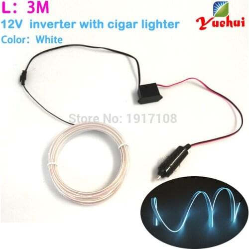 DC12V EL Inverter With Flexible For 3 Meters EL Wire Rope Tube Neon Cold Light For Car Party DIY Decoration By 10 Color Choice