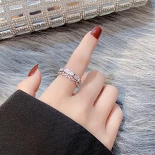 Punk Girl Ring Fashion New Temperament Ring Niche Design Sense Net Celebrity Wild Crystal Small Opening Adjustable Ring Sales