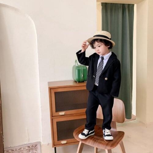 2021 Flower Boys Tuxedo Suit for Wedding Kids Birthday Party Dress Blazer+Pant 2pcs Clothing Set Boy Suits Children Costume