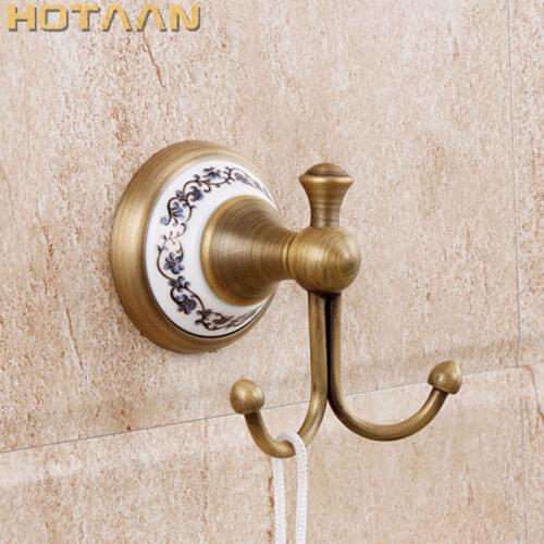Free Shipping Robe Hook,Clothes Hook, brass & ceramic Construction with antique brass finish,Bathroom hook,YT-11502