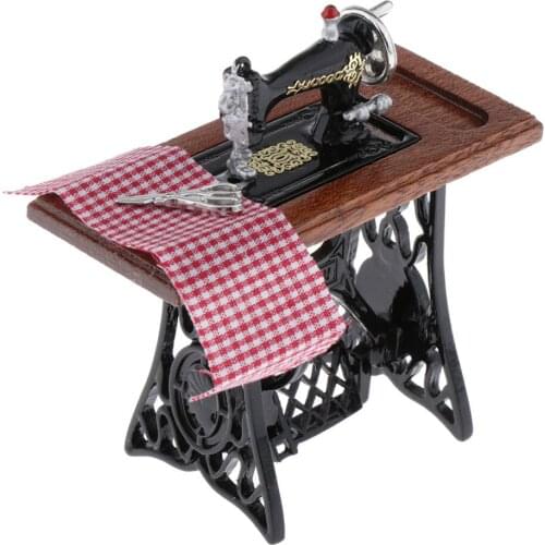 1/12 Scale Dollhouse Miniature Sewing Machine Kits Supplies for Dolls House Household Appliance