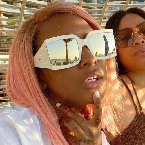 Leopard Suqare Women Sunglasses Oversize Flat Frame Sun Glasses Ladies Vintage One Piece Mirror Shades Ins Hot Oculos Feminino