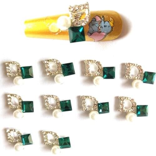 10PCS/Package Brand Design Metal Nail Rhinestone Color Nail Art Decoration Rhinestone Nail Supplies Gold Silver