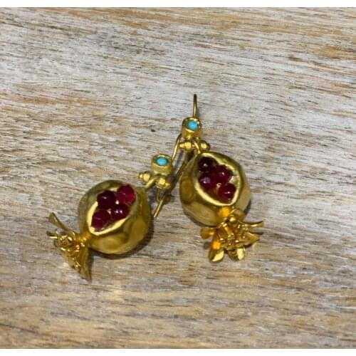 Fashion Pomegranate Design Gold Drop Earring Statement Dangle Earrings For Women Boho Wedding Party Brinco Jewelry Female Bijoux