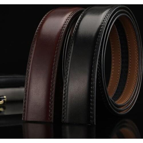 High Quality Belt 3.5cm Automatic Buckle Headless Belt Leather Sandwich Black Brown