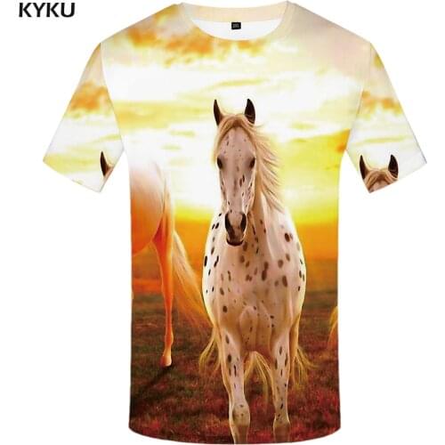 KYKU Horse T shirt Men Zebra Tshirt Printed Animal Funny T shirts Harajuku T-shirts 3d Abstract Anime Clothes Mens Clothing