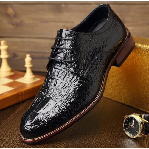 Hot Sale Classic MenS ShoesEmbossed Genuine Leather Flat Dress Shoes Men Shoes Luxury Brand Flat Oxford Shoes Flats9