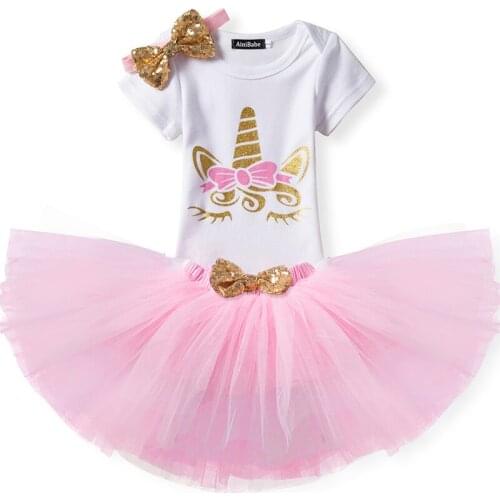 Unicorn Outfits Baby Girl Clothes Infant Baby 1st 2nd Birthday Dress Baby Girl Party Dress For Girls Clothing
