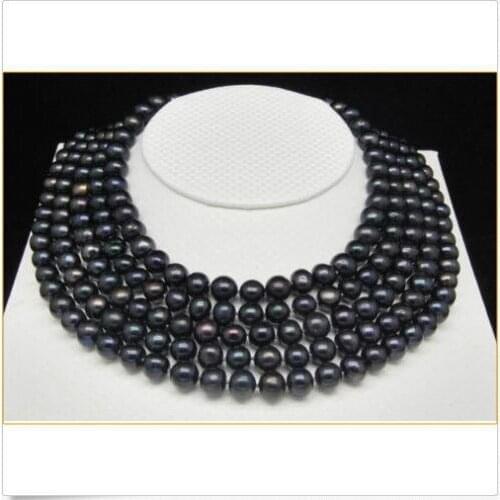 NEW LONG 100" 9-10MM TAHITIAN BLACK PEARL NECKLACE PLATED CLASP EARRING
