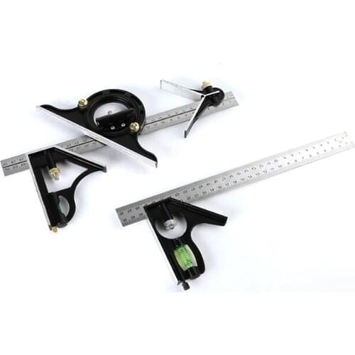 Stainless Steel Combination Angle Ruler Carpenter Tool Square Ruler Horizontal Laser Protractor Multi-Function Measurement Tool