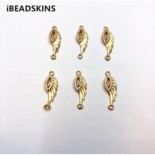 New arrival! 24x8mm 50pcs Copper/Zircon Wing shape Connectors for Earrings Making Earrings parts hand Made Jewelry DIY
