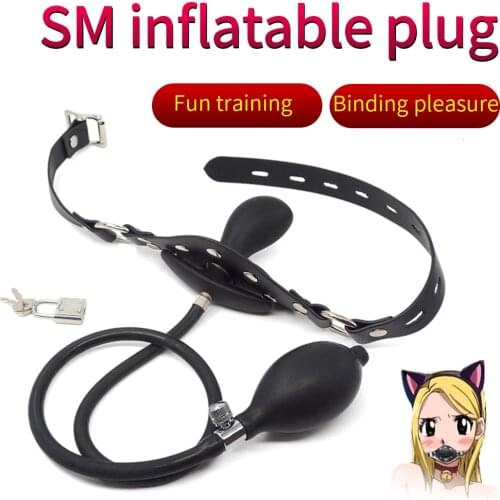 New Inflatable Penis Gag Open Mouth Gag Oral Dildo Plug BDSM Bondage Fetish Slave Restraints Adult Sex Toys For Couples Flirt
