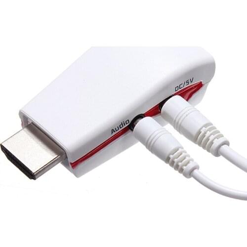 Dinto HDMI TO VGA Connector Mini HDTV 1080P Adapter Converter HDCP HDMI Male to VGA Female with Audio Cable USB Charging Cable