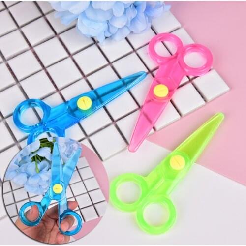 Mini Safety Plastic Scissors Round Head Safety Scissors Stationery Student Kids DIY Paper Cutting School Supplies random color