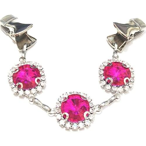 Rose Red Rhinestone Crystal Girls Cloak Sweater Clasp Clips Women Cardigan Clip Hook Shawl Guard Jewelry Closure Buckle