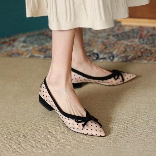 Spring And Summer Fashion Net Yarn Cute Womens Shoes Comfortable And Breathable Flat Shoes Leather High-quality Sandals New