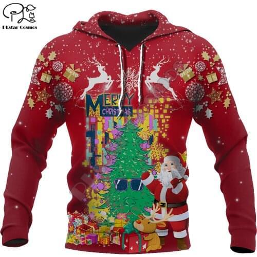 PLstar Cosmos Merry Christmas Santa Claus 3D Printed Hoodies Sweatshirts Zip Hooded For Men And Women Casual Streetwear Style-46