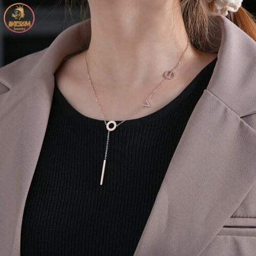 Akizoom Thin Necklace Stainless Steel Choker Letter Love 3 Color Pendant Freeshipping for Women Sweet Jewelry Birthday Gift