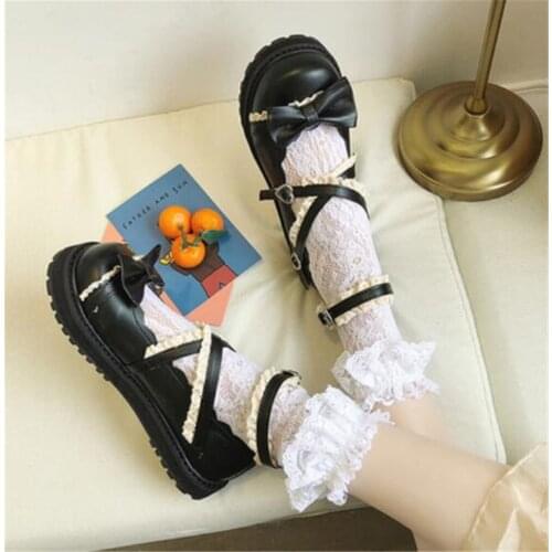 Bowknot LOLITA Shoes JK Uniform Shoes PU Leather lolita Shoes B375