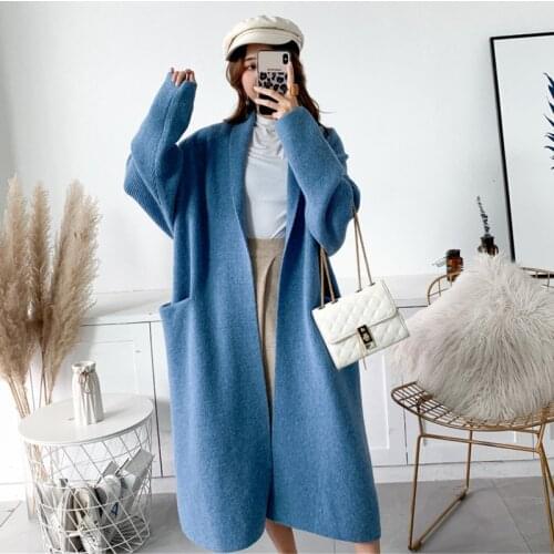 TVVOVVIN 2020 Alpaca Knit Cardigan Jacket Women Autumn And Winter New Wild Mid-length Sweater Loose And Thick PC285