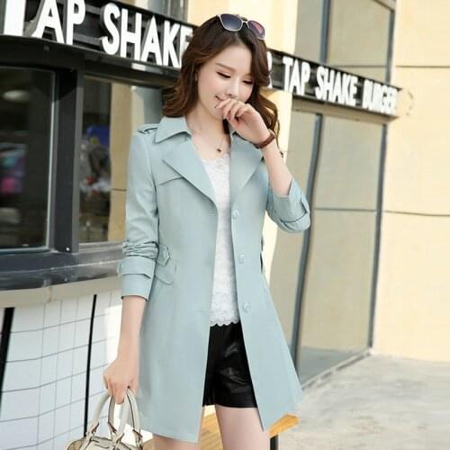 Spring Autumn Trench Coat Slim Single Breasted Trench Coat Woman Trench Coat Long Women Windbreakers Plus Size Overcoat Femmino