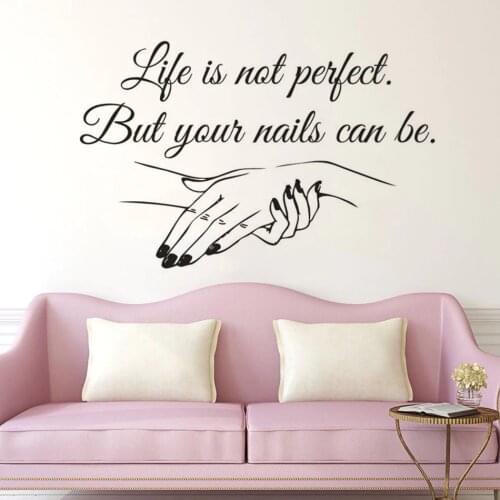 Nail Salon Wall Sticker Manicure Vinyl Art Nail Salon Quote Wall Mural Lady Hands Window Vinyl Decals Beauty Salon Decor AZ014
