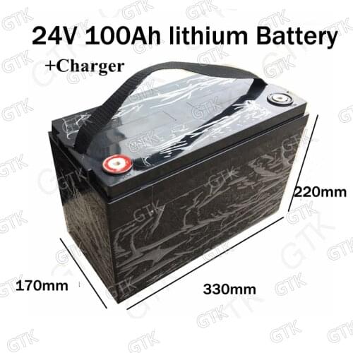 Waterproof 24V 100AH Lithium ion Battery Electric bicycle 24V Solar Golf Car lipo Battery for Forklift fork + 29.4v 10A Charger