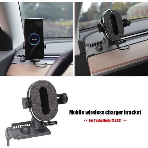Integrated Into the Style Car Wireless Charger Dashboard Phone Holder Mount Stand for Tesla Model 3 2021 Accessories