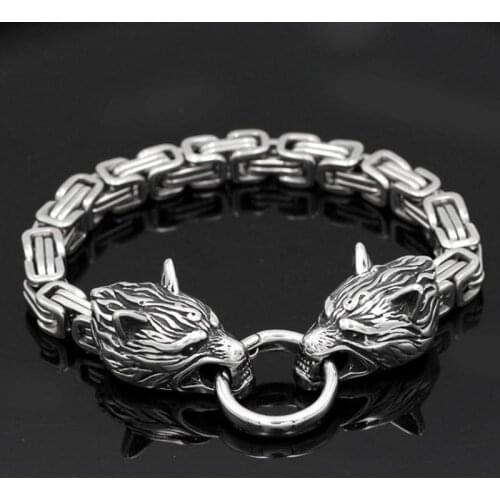 High Quality Metal Viking Wolf Head Bracelet Royal Emperor Chain Bracelet Men Jewelry