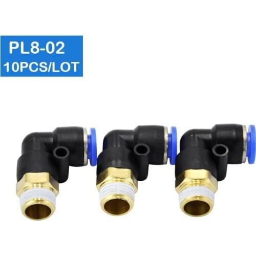 High quality 10Pcs PL8-02 , 8mm Push In One Touch Connector 1/4" Thread Pneumatic Quick Fittings