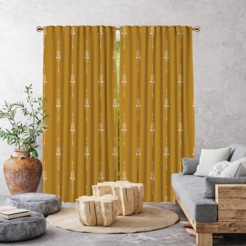 Cipcici Boho Ethnic Pattern Single Panel Curtain Unisex Kids Living Room Decorative Child Ethnic Woman Plain Mustard Yellow