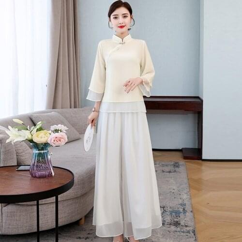 2020 Chinese Style Clothing Women Tops Tang Costume China Style Shirts Traditional Qipao Cheongsam Blouse For Lady Female 11274