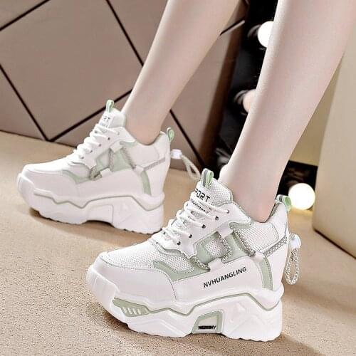 10Cm Platform Sneakers for Women White Shoes Summer Breathable 2021 New Female Casual Chunky Sneakers White Shoe Student