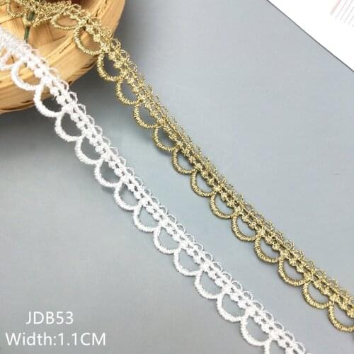 Zsbszc 2 yards Width 1.1CM sewn gold white High quality lace trim DIY lolita garment accessories macrame embroidery lace JDB53