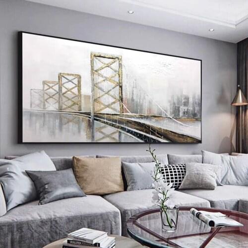 100% Handmade Building Bridge Painting Art Modern Home Wall Decoration Oil Painting Fine Art Large Size Free Shipping Artwork