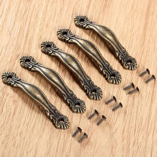 2 Sizes Antique Bronze Furniture Handles Drawer Door Knobs Jewelry Box Bronze Cabinet Pulls for Cupboard Wooden Hardware 5pcs
