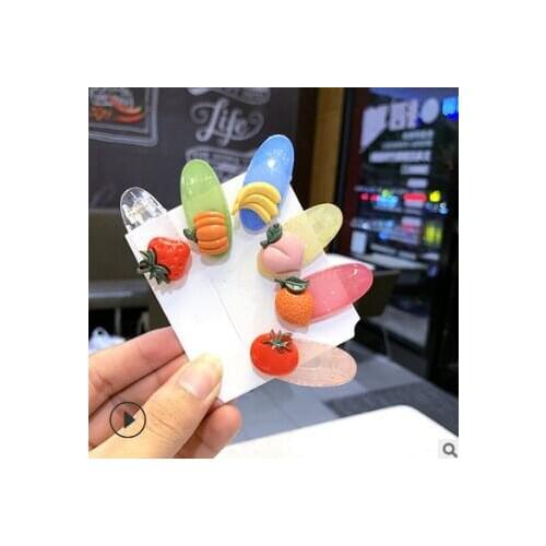 200pcs/lot DIY Simple Multi ABS Vegetables Fruits Hair BB Clips Princess Hairpins Hair Styling Tools Accessories HA958